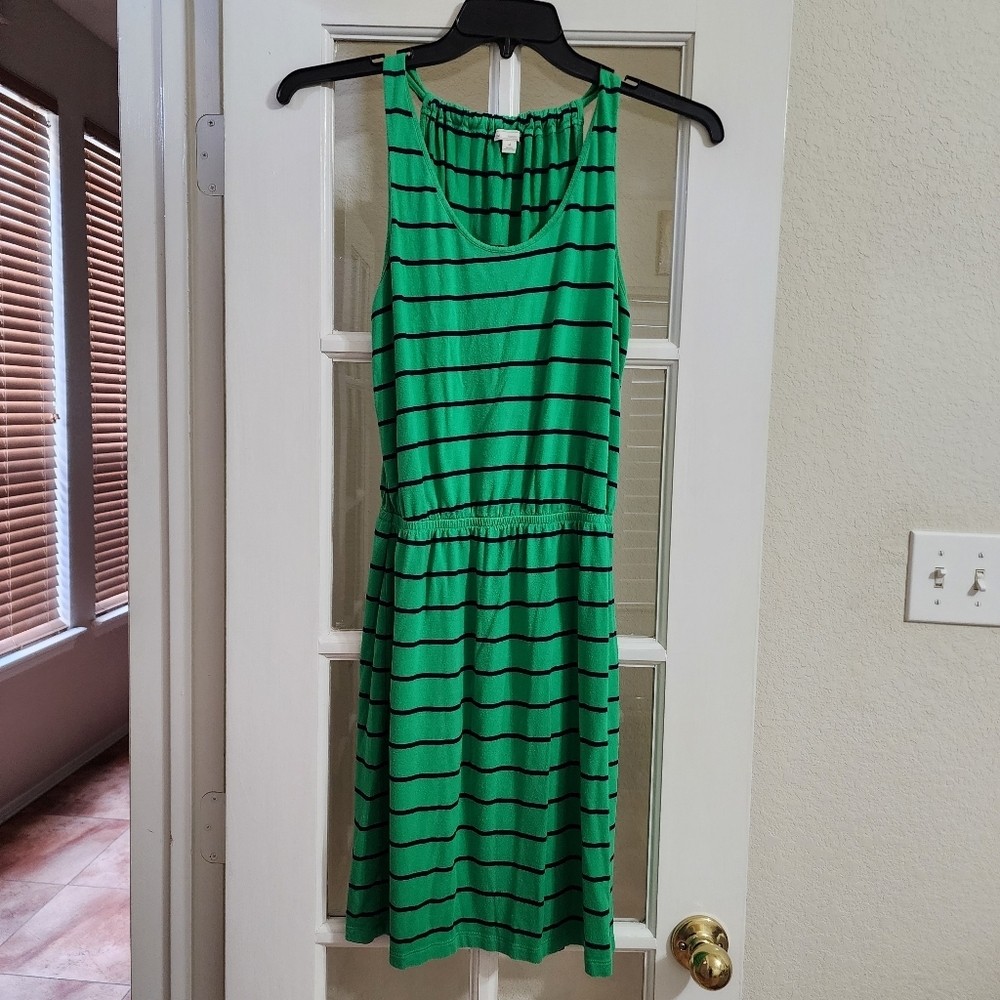 Gap Green Navy Stripe Modal St Patrick’s Day Dress Ruched T Back Medium